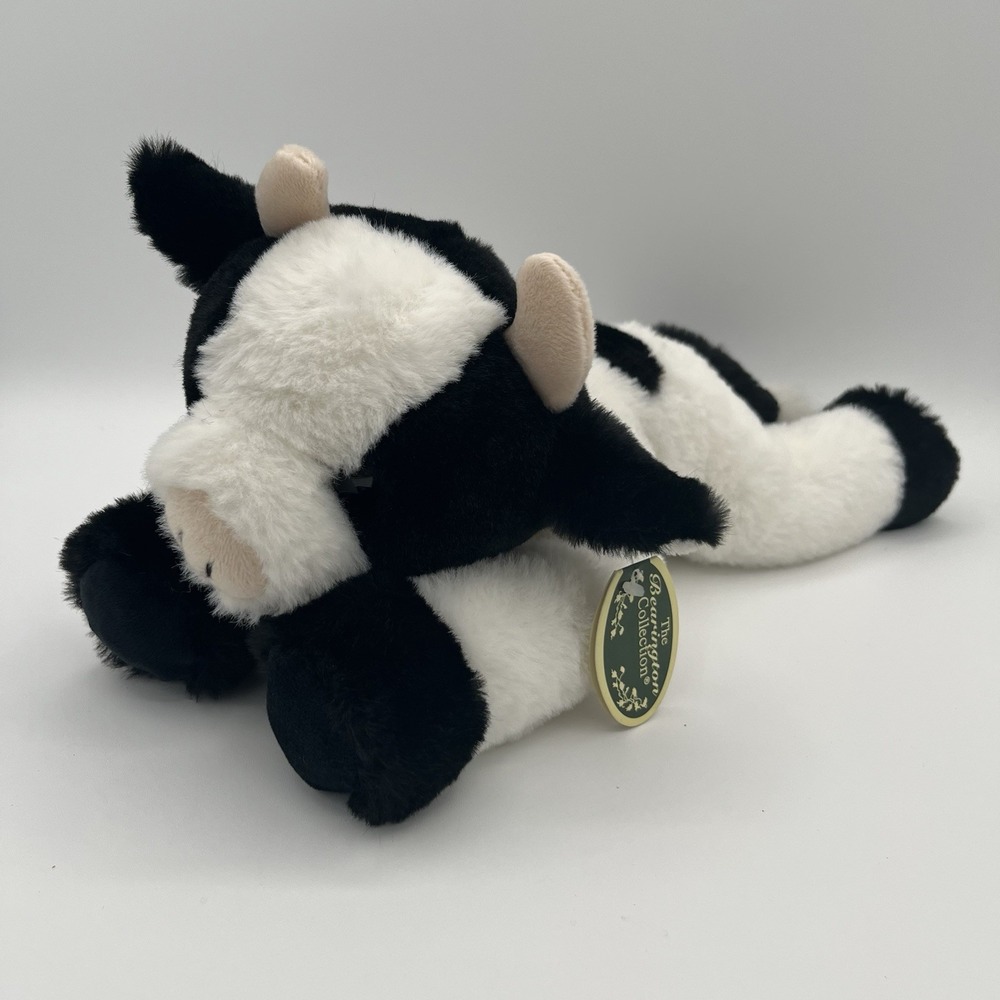 The Bearington Collection Jesse Cow 12" Plush Black And White